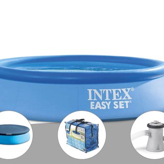 Kit piscine autoportée Intex Easy Set 2,44 x 0,61 m + Bâche de protection + Bâche à bulles + Épurateur à cartouche