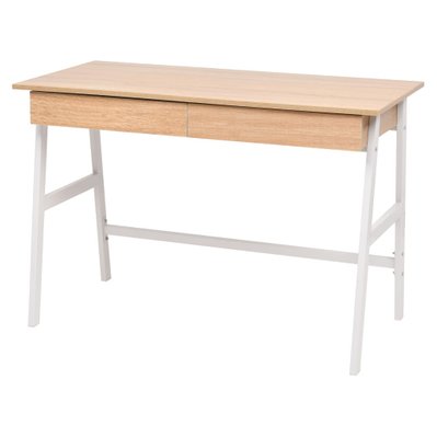 vidaXL Table d'écriture 110 x 55 x 75 cm Chêne et blanc - 245722 - 8718475594369