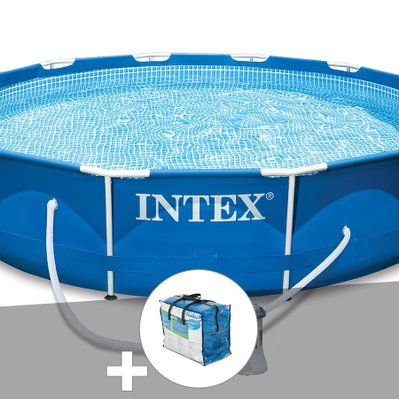 Kit piscine tubulaire Intex Metal Frame ronde 3,66 x 0,76 m + Bâche à bulles - 17174 - 7061254013560