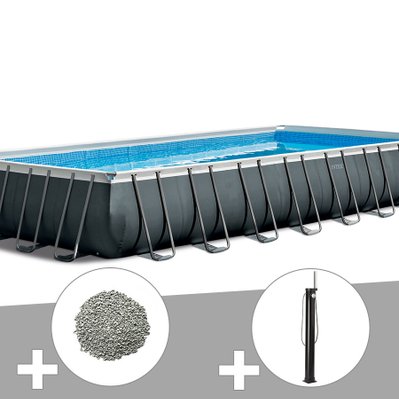 Kit piscine tubulaire Intex Ultra XTR Frame rectangulaire 9,75 x 4,88 x 1,32 m + 20 kg de zéolite + Douche solaire - 17320 - 7061253232443