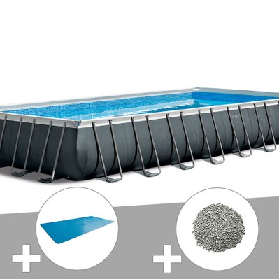 Kit piscine tubulaire Intex Ultra XTR Frame rectangulaire 9,75 x 4,88 x 1,32 m + Bâche à bulles + 20 kg de zéolite - 17311 - 7061253432010