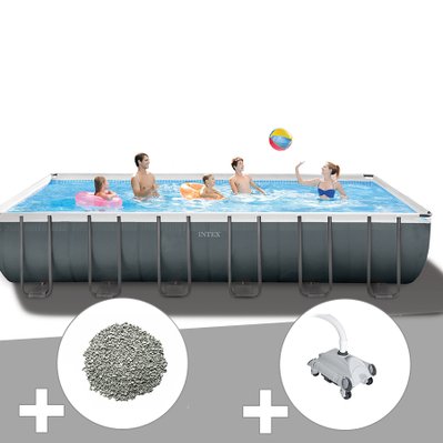Kit piscine tubulaire Intex Ultra XTR Frame rectangulaire 7,32 x 3,66 x 1,32 m + 20 kg de zéolite + Robot nettoyeur - 17287 - 7061259886800