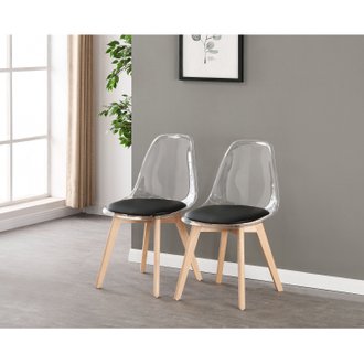 Céline - Lot de 4 chaises transparentes noir