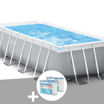 Kit piscine tubulaire Intex Prism Frame rectangulaire 4,00 x 2,00 x 1,22 m + 6 cartouches de filtration - 29567 - 3665872013106