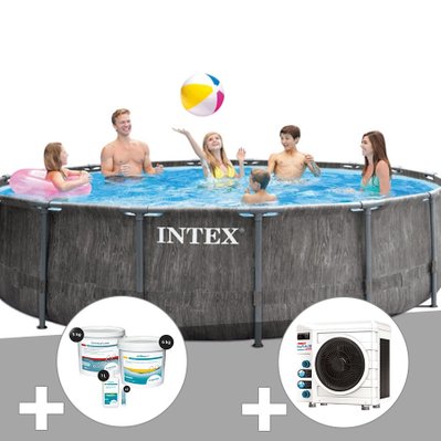 Kit piscine tubulaire Intex Baltik ronde 4,57 x 1,22 m + Kit de traitement au chlore + Pompe à chaleur - 32005 - 3665872000267