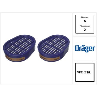 Dräger X-plore A2 Filtre à gaz, 2 pièces de Filtre à baïonnette pour X-plore 3300, 3500, 5500 (6738873)