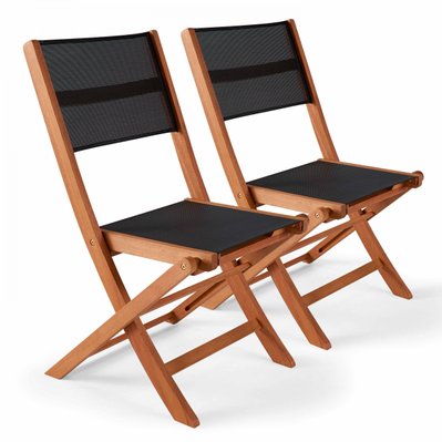 Lot de 2 chaises pliantes en bois noir - 103007 - 3663095009029