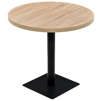 Table haute mange debout bar bistrot MDF et acier rond 80 cm chêne marron 0902111