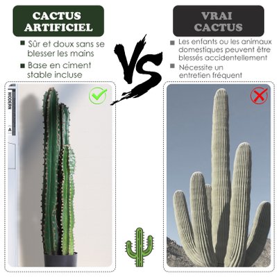 Cactus artificiel grand réalisme dim. Ø 14 x 100H cm vert - 844-269 - 3662970063095