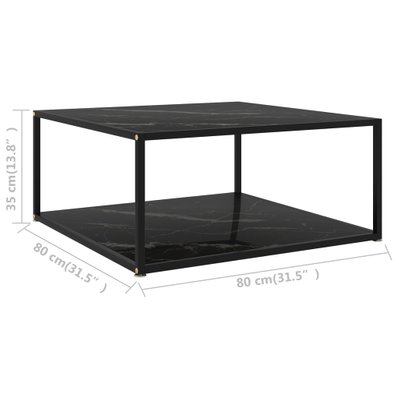 322895 vidaXL Coffee Table Black 80x80x35 cm Tempered Glass - 322895 - 8720286058237