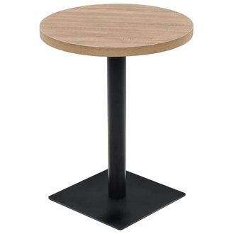 Table haute mange debout bar bistrot MDF et acier rond 60 cm chêne beige 0902109