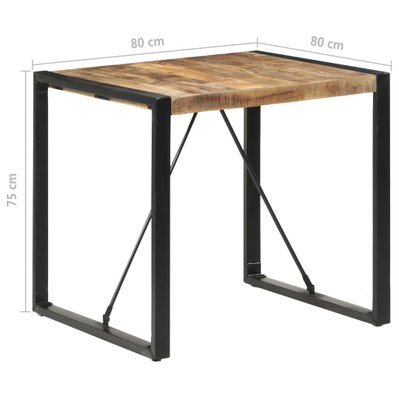 vidaXL Table de salle à manger 80x80x75 cm Bois de manguier brut - 321600 - 8720286104927