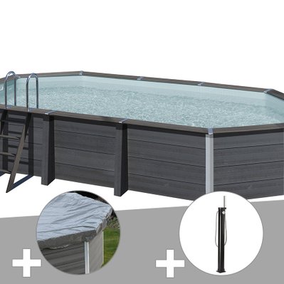 Kit piscine composite Gré Avant-Garde ovale 6,64 x 3,86 x 1,24 m + Bâche hiver + Douche - 30660 - 3665872005873