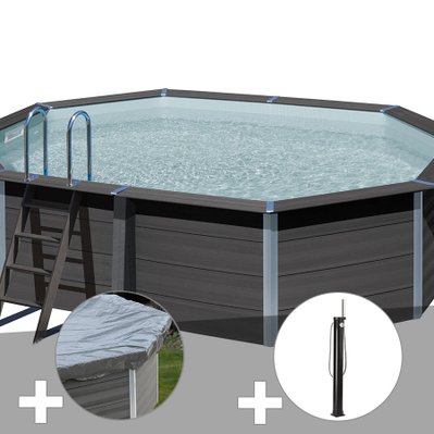 Kit piscine composite Gré Avant-Garde ovale 5,24 x 3,86 x 1,24 m + Bâche hiver + Douche - 30656 - 3665872006146