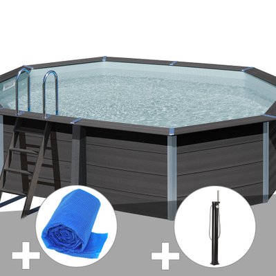 Kit piscine composite Gré Avant-Garde ovale 5,24 x 3,86 x 1,24 m + Bâche à bulles + Douche - 30657 - 3665872006184