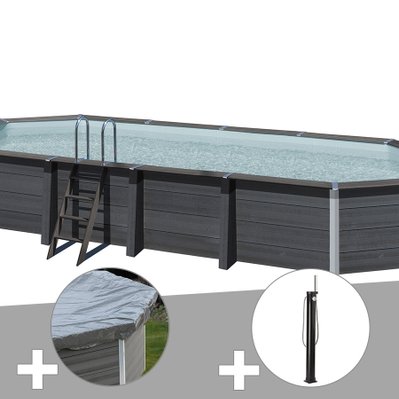 Kit piscine composite Gré Avant-Garde ovale 8,04 x 3,86 x 1,24 m + Bâche hiver + Douche - 30664 - 3665872006153