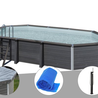 Kit piscine composite Gré Avant-Garde ovale 6,64 x 3,86 x 1,54 m + Bâche hiver + Bâche à bulles + Douche - 30671 - 3665872005316