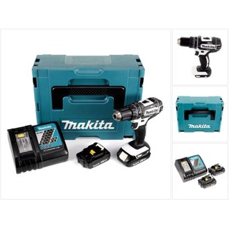 Makita DHP 482 W - 18 V Li-Ion Perceuse visseuse à percussion sans fil avec boîtier Makpac + 2x BL1820 2,0Ah Batteries + DC 18