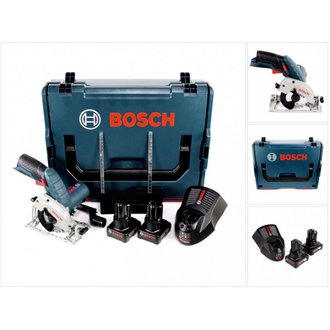 Bosch GKS 12V-26 Professional Scie circulaire sans fil 85mm avec boîtier L-Boxx + 2x Batteries GBA 6,0 Ah + Chargeur rapide GAL