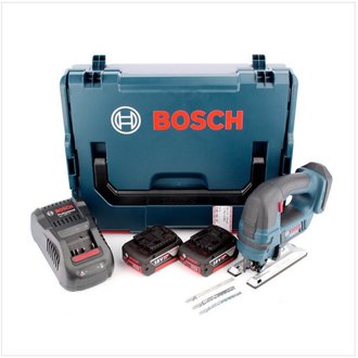 Bosch GST 18 V-Li B Professional Scie sauteuse sans fil avec boîtier L-Boxx + 2x Batteries GBA 5,0 Ah + Chargeur rapide GAL