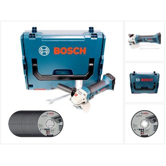 Bosch GWS 18-125 V-LI 125 mm Professional Meuleuse angulaire sans fil avec boîtier L-Boxx + 25x Disques à tronçonner AS 60 T