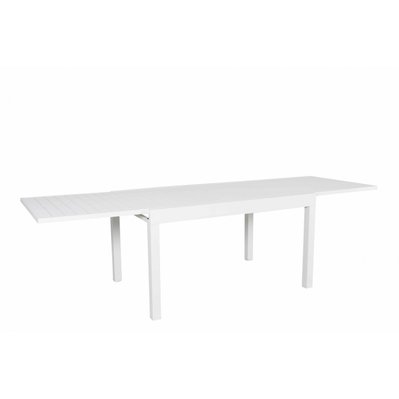 Table de jardin extensible aluminium 270cm + 10 fauteuils empilables textilène - blanc - ANDRA - GR-T135270B-10CH012B - 3664380003111