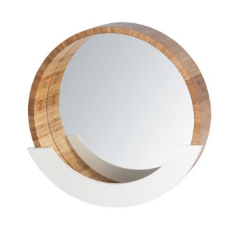Miroir avec compartiment scandi Finja - Diam. 39 cm - Blanc