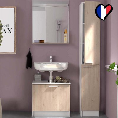 1 meuble salle de bain, 1 miroir, 1 colonne GREELEY - 226884 - 3760313247239