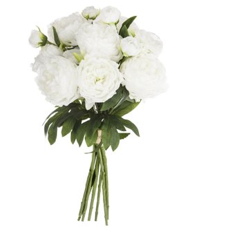 Bouquet artificiel de 13 Pivoines - H. 50 cm - Blanc