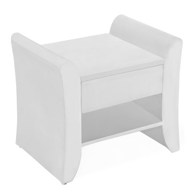 Table de chevet en simili avec tiroir et étagère blanche LINDEN - 210766 - 3662819237342