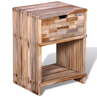 Table de nuit chevet commode armoire meuble chambre avec tiroir bois de teck recyclé 1402159