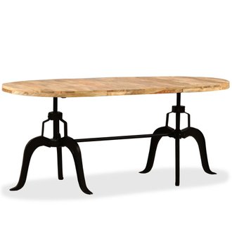 Table de salon salle à manger design Bois de manguier massif et acier 180 cm 0902174