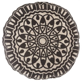 Coussin de sol ethnique Nomade - Diam. 50 cm - Noir