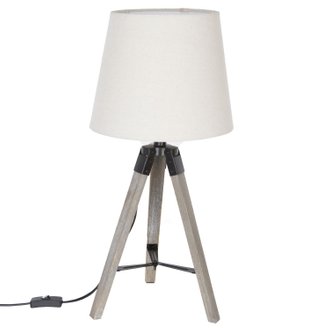 Lampe en bois trépied Runo - H. 58 cm - Blanc