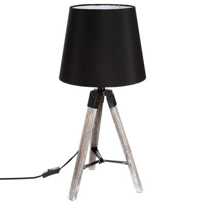 Lampe en bois trépied Runo - H. 58 cm - Noir - 510622 - 3662874120658