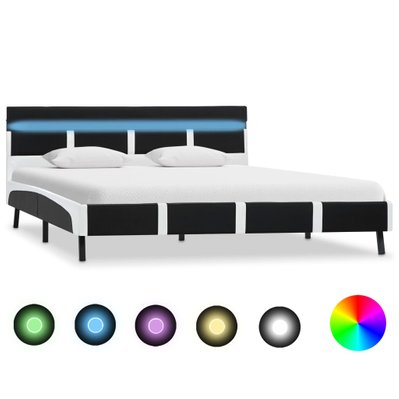 vidaXL Cadre de lit avec LED Noir Similicuir 160 x 200 cm - 280305 - 8719883603612