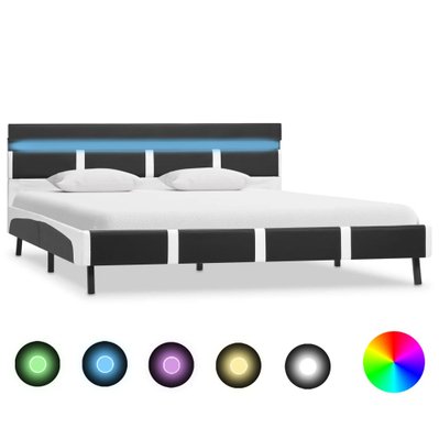 vidaXL Cadre de lit avec LED Gris Similicuir 140 x 200 cm - 280309 - 8719883603650