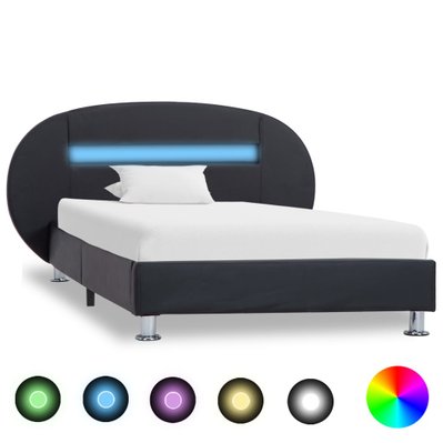 vidaXL Cadre de lit avec LED Noir Similicuir 100 x 200 cm - 285427 - 8719883746975