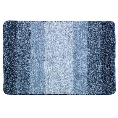 Tapis de salle de bain moderne Luso - L. 90 x l. 60 cm - Bleu - 385624 - 3665549044266