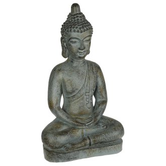 Statue de Bouddha assis en pierre - H. 65 cm - Gris