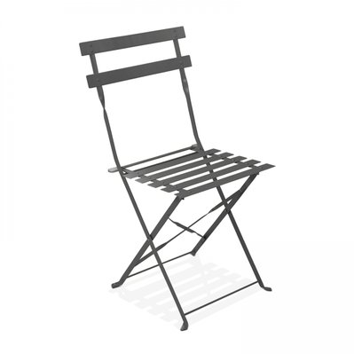 Table de jardin bistrot et 4 chaises pliantes en acier gris - 105272 - 3663095030306