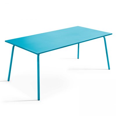 Ensemble table de jardin et 8 chaises en métal bleu 180 x 90 x 72 cm - 104672 - 3663095024923