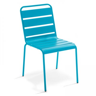 Ensemble table de jardin et 8 chaises en métal bleu 180 x 90 x 72 cm - 104672 - 3663095024923