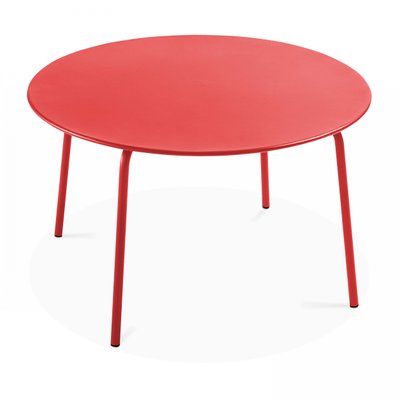 Ensemble table de jardin ronde et 6 chaises en métal rouge 120 x 72 cm - 105022 - 3663095028273