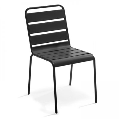 Ensemble table de jardin et 8 chaises en métal gris 180 x 90 x 72 cm - 104669 - 3663095024893