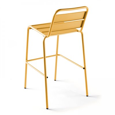 Ensemble table de bar et 2 chaises hautes en métal jaune 70 x 70 x 105 cm - 105934 - 3663095036766