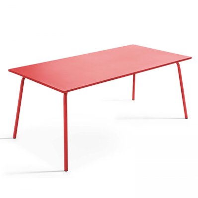 Ensemble table de jardin et 8 fauteuils en métal rouge 180 x 90 x 72 cm - 103638 - 3663095015297