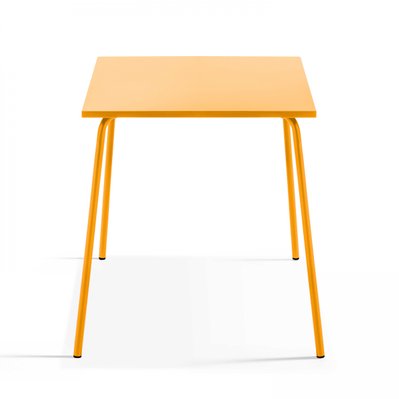 Ensemble table de jardin carrée et 4 fauteuils acier jaune 70 x 70 x 72 cm - 105388 - 3663095031303