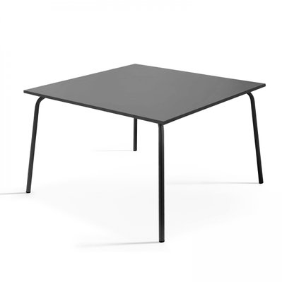 Ensemble table de jardin carrée et 8 fauteuils en métal gris 120 x 120 x 72 cm - 102331 - 3663095003652