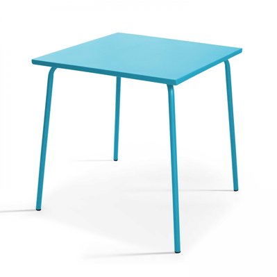 Ensemble table de jardin carrée et 4 fauteuils acier bleu 70 x 70 x 72 cm - 104809 - 3663095026293